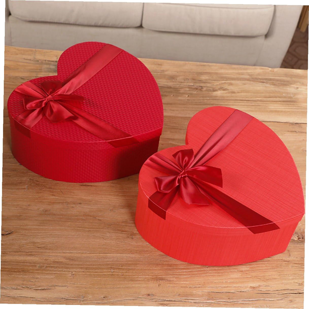 HANABASS Herzförmige Geschenkbox 3 Stück aus Leichtem Karton mit Deckel Wiederverwendbar und Flach Verpackt für Valentinstag Hochzeit und Feierlichkeiten