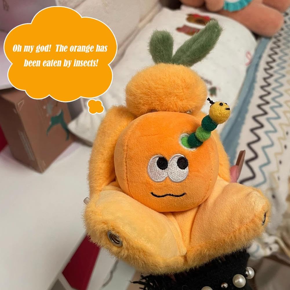 Adorable Orange Tangerine Plush Keychain,with Hidden Ring