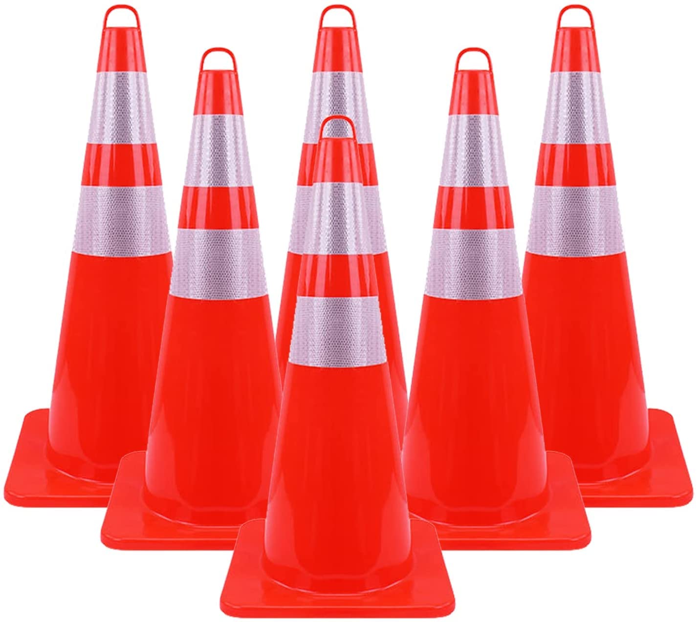 Cônes de signalisation routière durables en PVC, cônes de sécurité portatifs Rouges, cônes de Chantier lestés avec col réfléchissant, pour Le stationnement, la Formation à la Conduite et Les