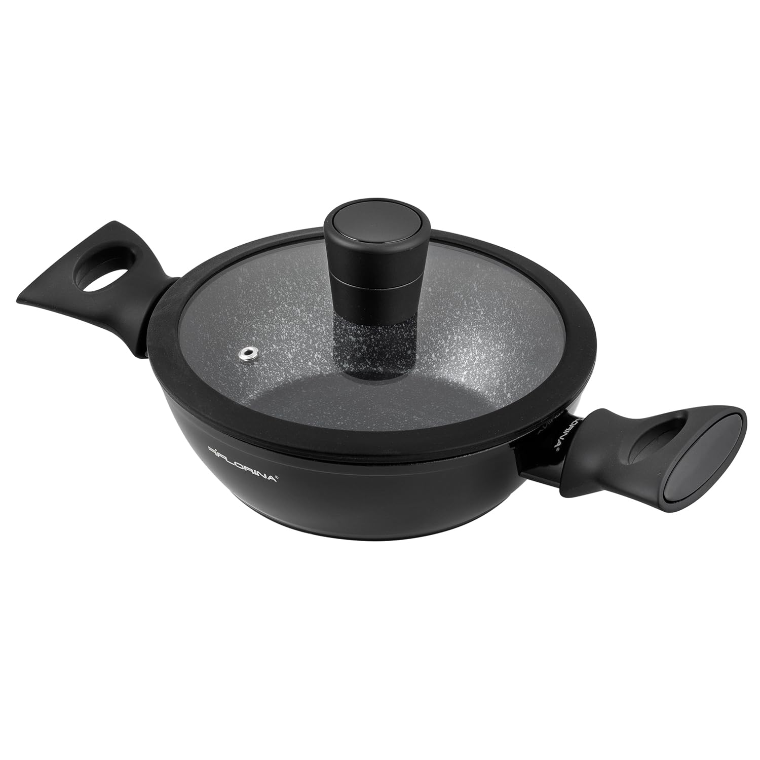 FLORINA Aluminium Pan (6,4 l) 24 cm I Kookpan MAGNUM met Siliconen Glazen Deksel I Antiaanbaklaag I Hoge Pan met Softtouch Handvatten I Pastapan Soeppan I Geschikt voor Alle Kookplaten & Inductie