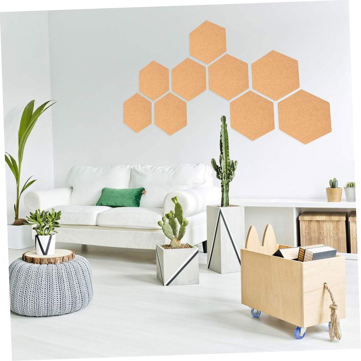 VILLCASE 8pcs Self-Adhesive Hexagon Cork Board Tiles Home Office Message Display Easy to Install Smooth for Photos and Notes