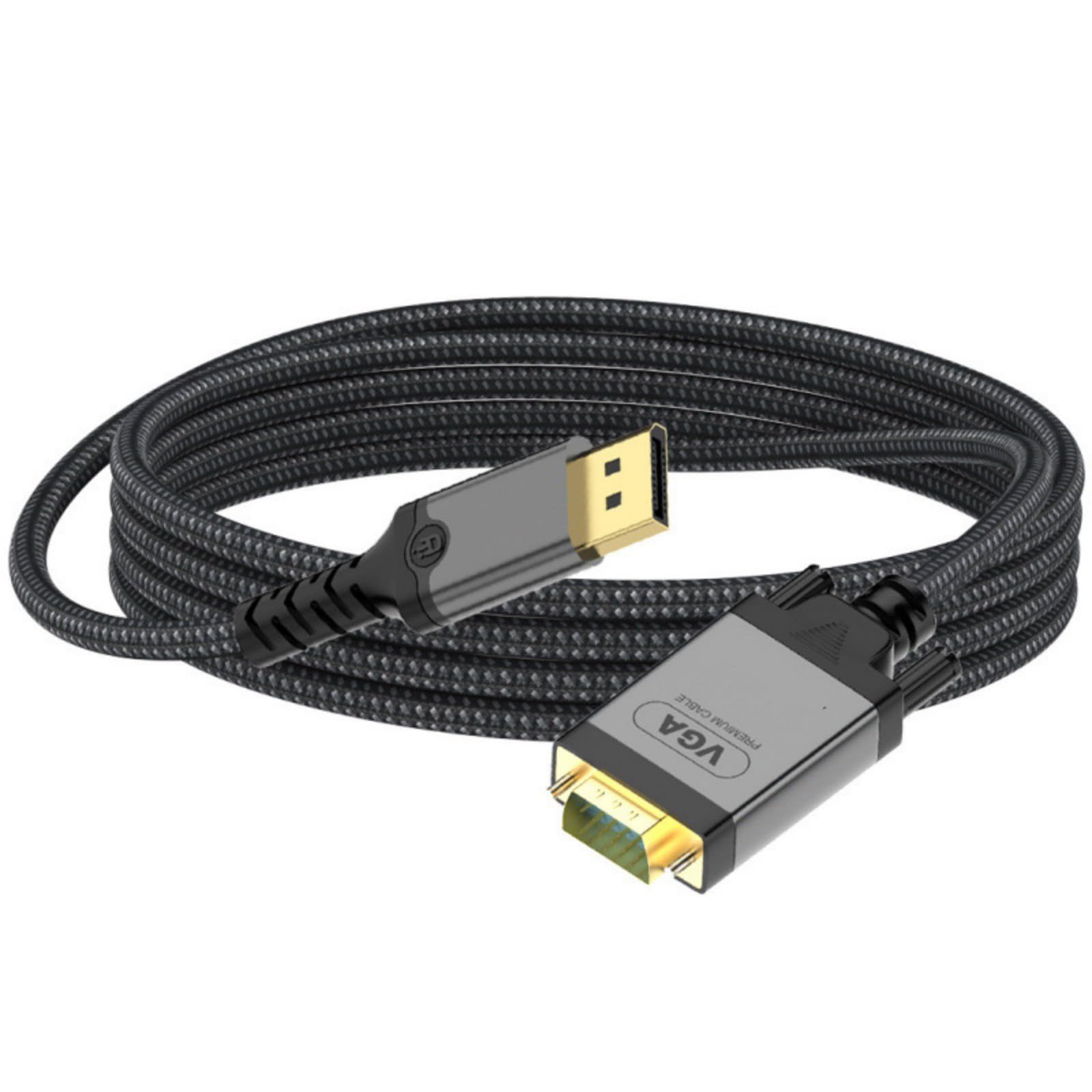 ljhnba 2Meter DisplayPort to VGA Cable Full 1080P Male to Female Video Adapter Cord 78.74in Soft Braid Cable