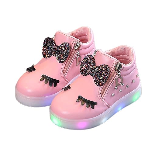 Hopscotch Girls PU Applique Bow Animal Sneaker Led Shoes in Pink Color, UK:10.5 (YUQ-3197898)