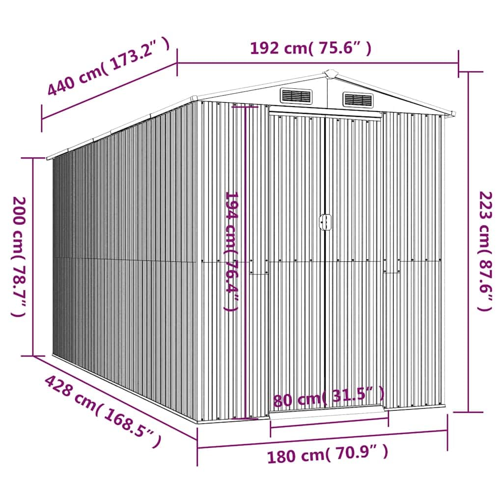 Générique Abri de Jardin Marron foncé 192x440x223 cm Acier galvanisé,Maison & Jardin,Pelouses & Jardins,Vie en extérieur,Structures extérieures,Cabanes & abris de Jardin,3147463