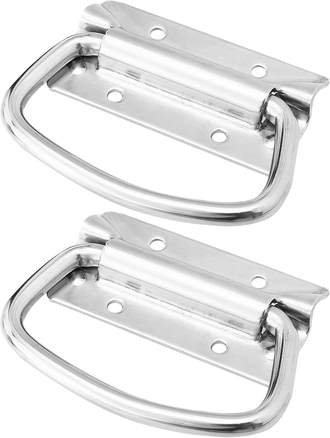 SMASOLO 2Pcs 304 Stainless Steel Heavy-Duty Folding Handles for Toolbox Industrial Equipment, Pull Knobs for Flight Case and Wooden Box, Sturdy Cabinet Hardware Accessories