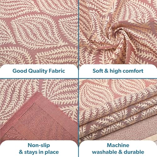 Image of Kuber Industries (Set of 10) Stylish & Durable Net Cotton Sofa Covers 5 Seater | Aesthetic Sofa Protector /Mat & Slipcover for Hall, Living Room & Office | Coconut Bright - Maroon