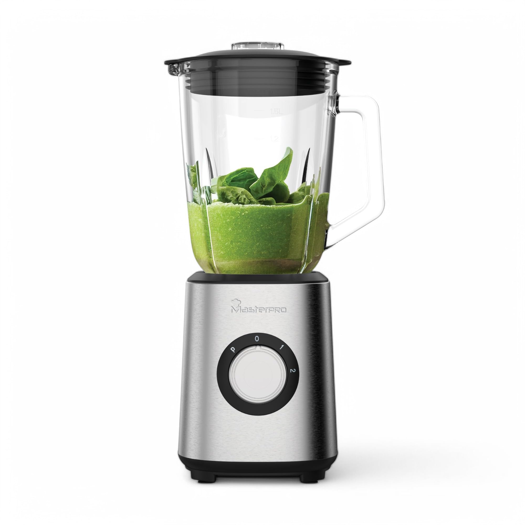 Blender pouring a pink smoothie into a glass