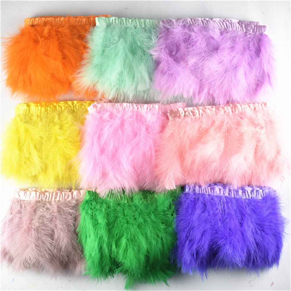 10Meters Fluffy Marabou Feather Trim Marabou Piume Per Artigianato Larghezza Nastro 6-20,3 cm Turchia Piuma Frangia Fai da te Decorazione di Nozze
