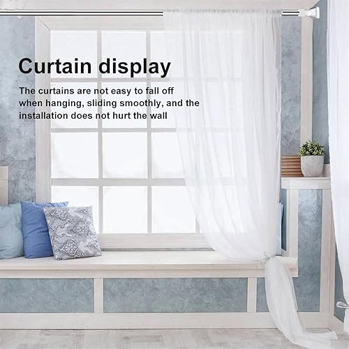 Miniatura 6 de Barra ajustable sin taladros, tubo de 0.984 in de diámetro sin perforación, poste telescópico de acero inoxidable grueso, cortina de ducha, barra de