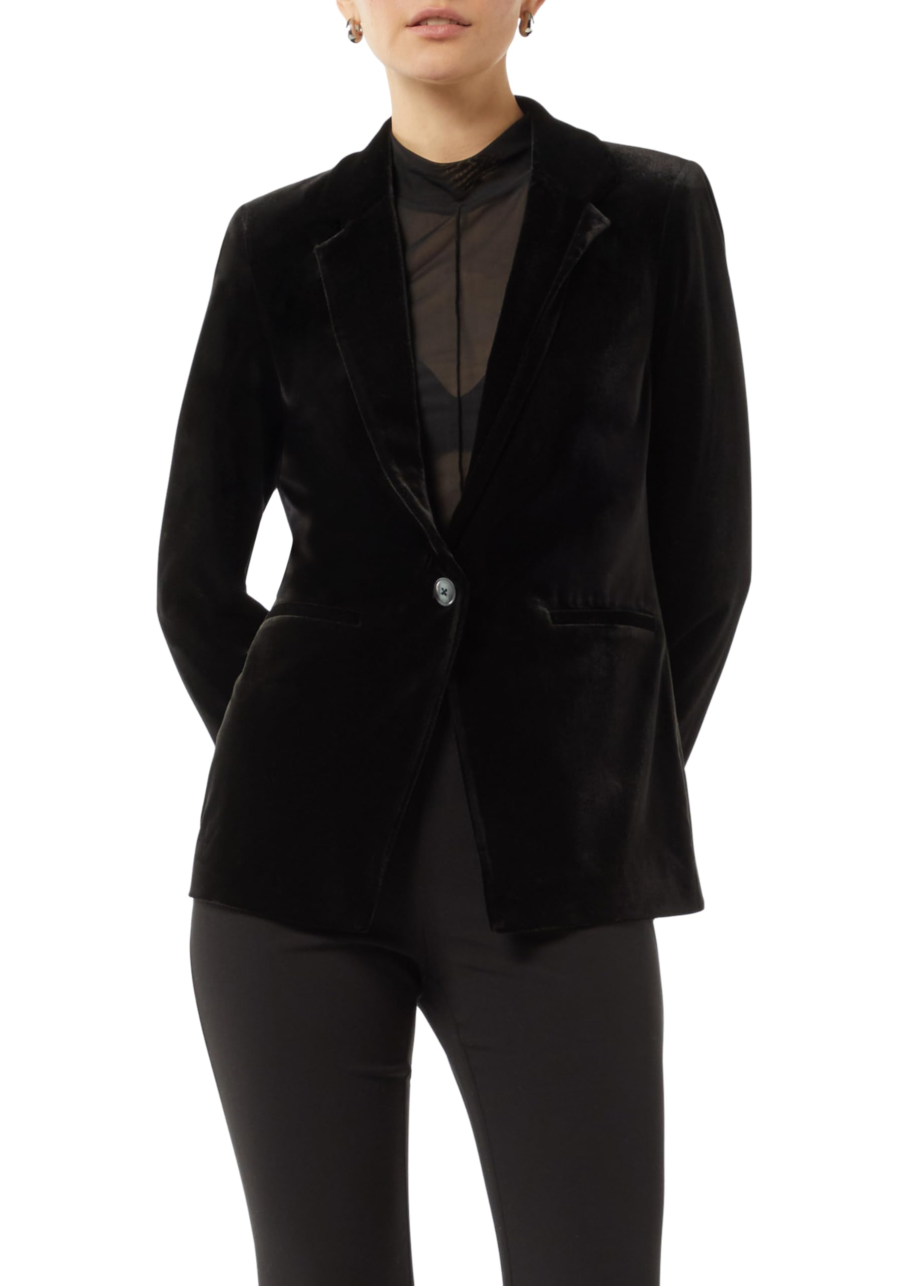 Comma Samt-Blazer mit Reverskragen