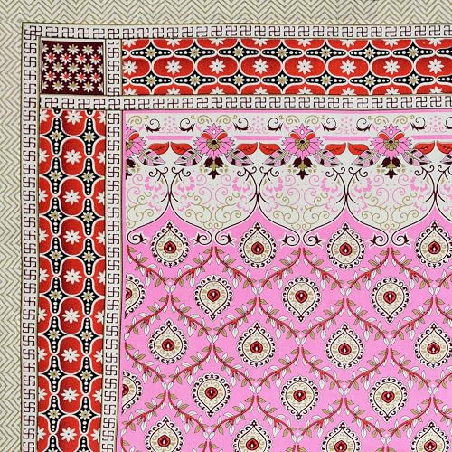 Image of RajasthaniKart Pure Cotton 180 TC King Size BEDSHEET with 2 Pillow Cover - 90X108 (Suitable for King Size Bed Sheet or Double Bed, Pink) PSP 140