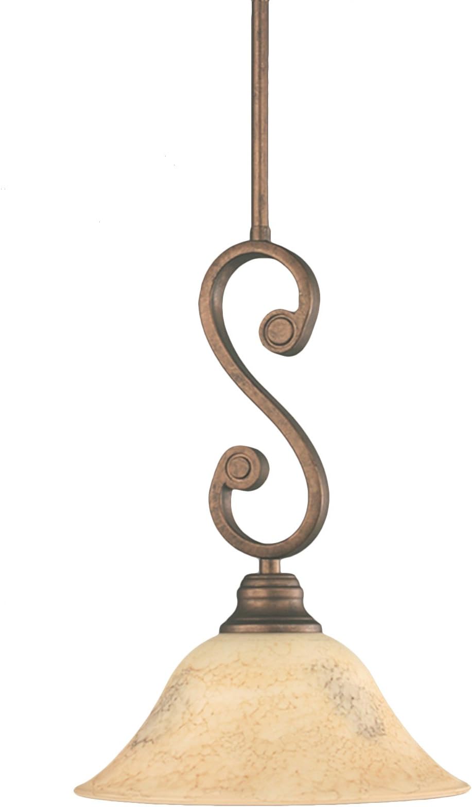 Toltec Lighting 50-BRZ-518 Curl Mini-Pendant Light Bronze Finish with Italian Marble Glass, 10-Inch
