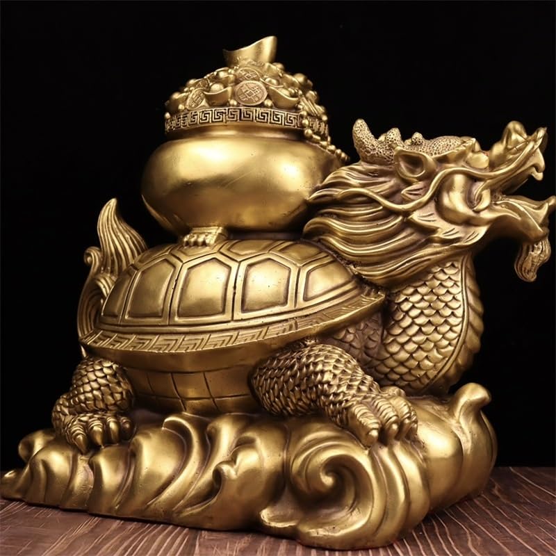 Escultura Decorativa para el hogar, para encimera de Oficina, Adorno de dragón y Tortuga de latón, Estatua de Cobre Feng Shui para Porche