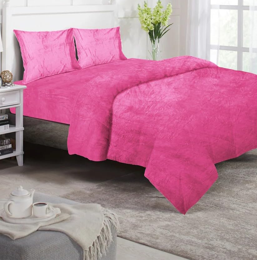 Image of Amazing Super Soft Double Bed Woollen Quilt Cover, 310TC Warm Duvet Cover, Woolen Duvet Cover /Rajai Cover /Blanket Cover /Quilt Cover King Size=90x100 Inches, Winter Blanket Cover (Baby Pink)