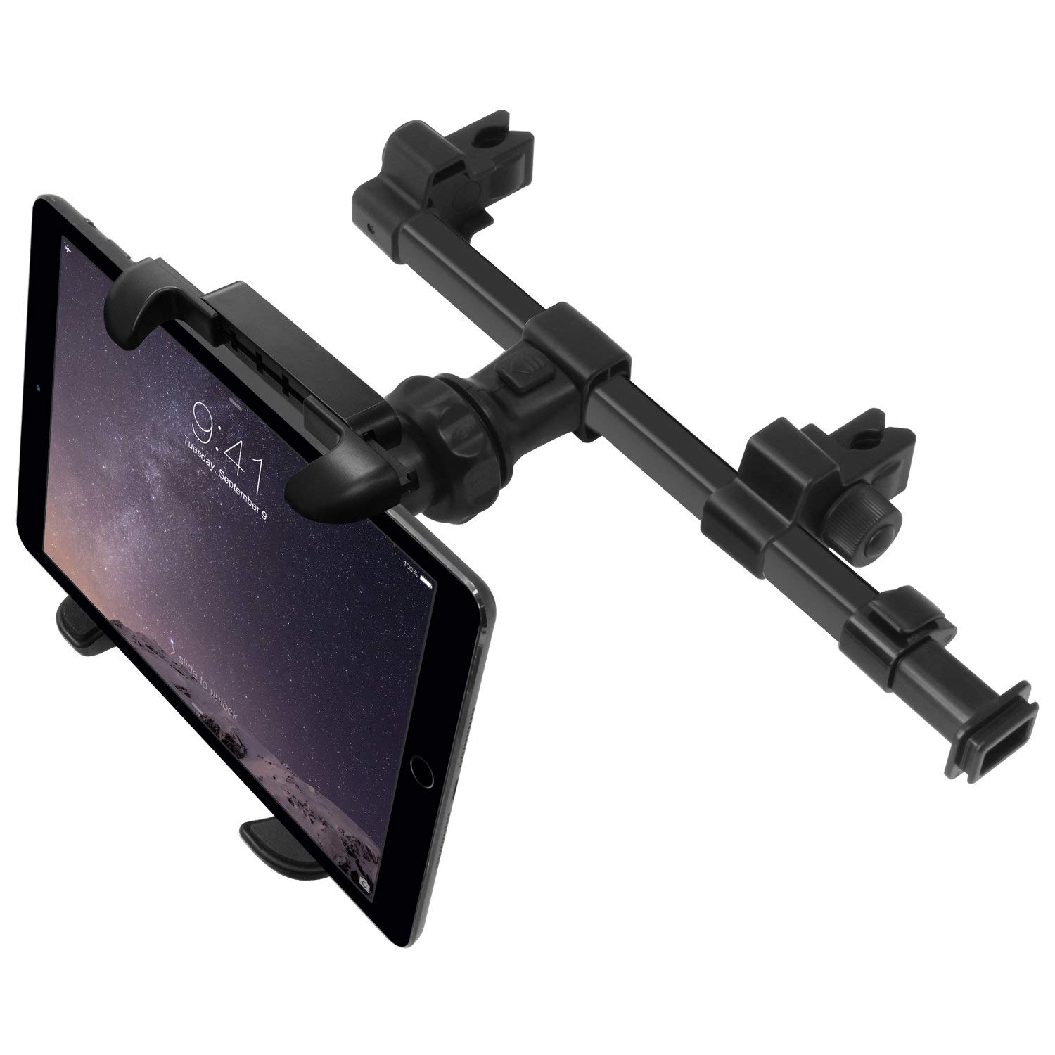 Macally HRMOUNTPRO, supporto per auto poggiatesta, Nero, per tutti i iPad e tablet PCs fino a25 cm di larghezza