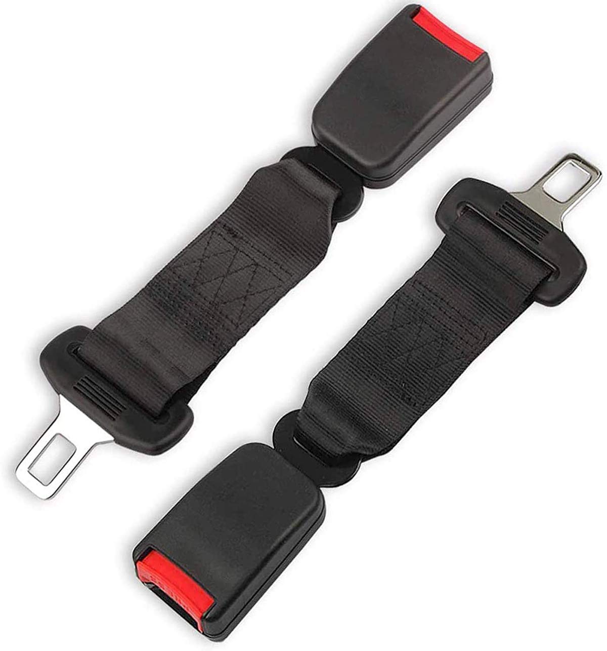 KASTWAVESeat Belt Extender & Seat Belt Tensioner, Pregnant Woman Car Belt Car Extension 2 PCS, Buckles Extender, 7/8" Metal Tongue Universal, Extension Socket Connecter