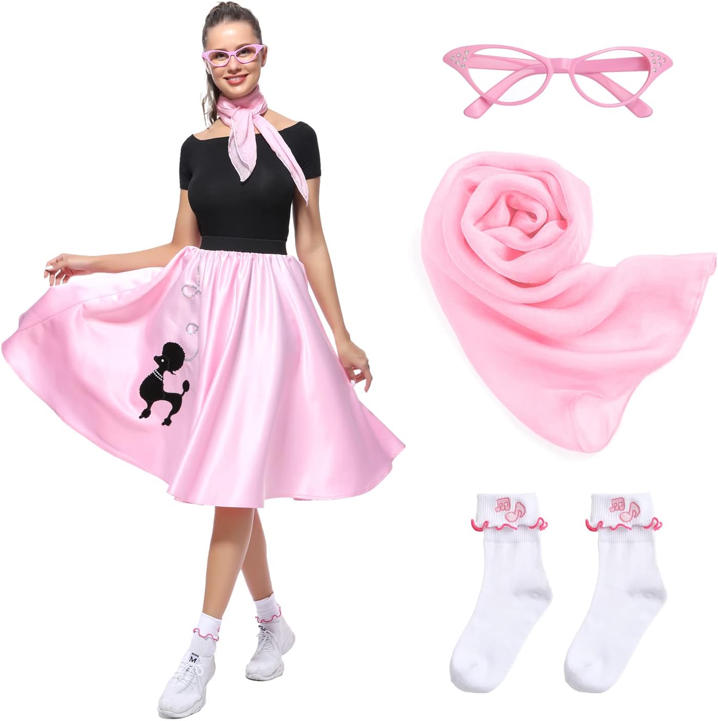 "Leadtex Women Sock Hop Costume 1950s Poodle Skirt" - Image 2