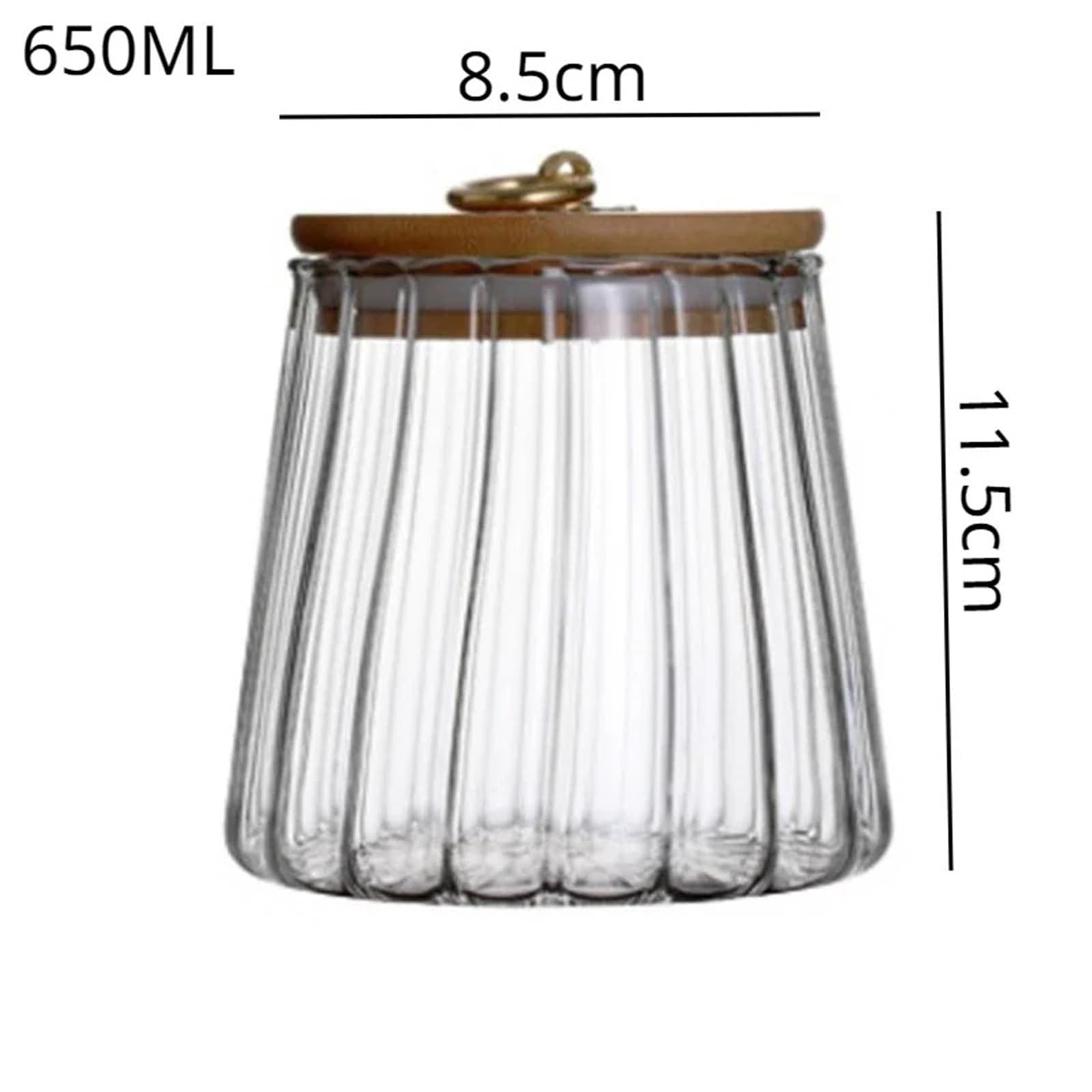 Barattolo Di Caramelle In Tè In Vetro Trasparente Con Sigillato In Coperchio In Legno Per Feste E Banchetti(8.5 * 11.5cm-stripes)