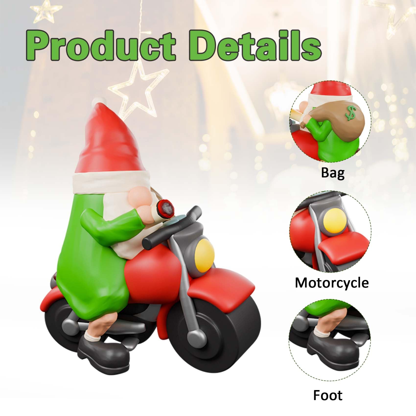 FVFVAHO Gnomes Decorations, Motorcycle Biker Funny Gnome - Image 4