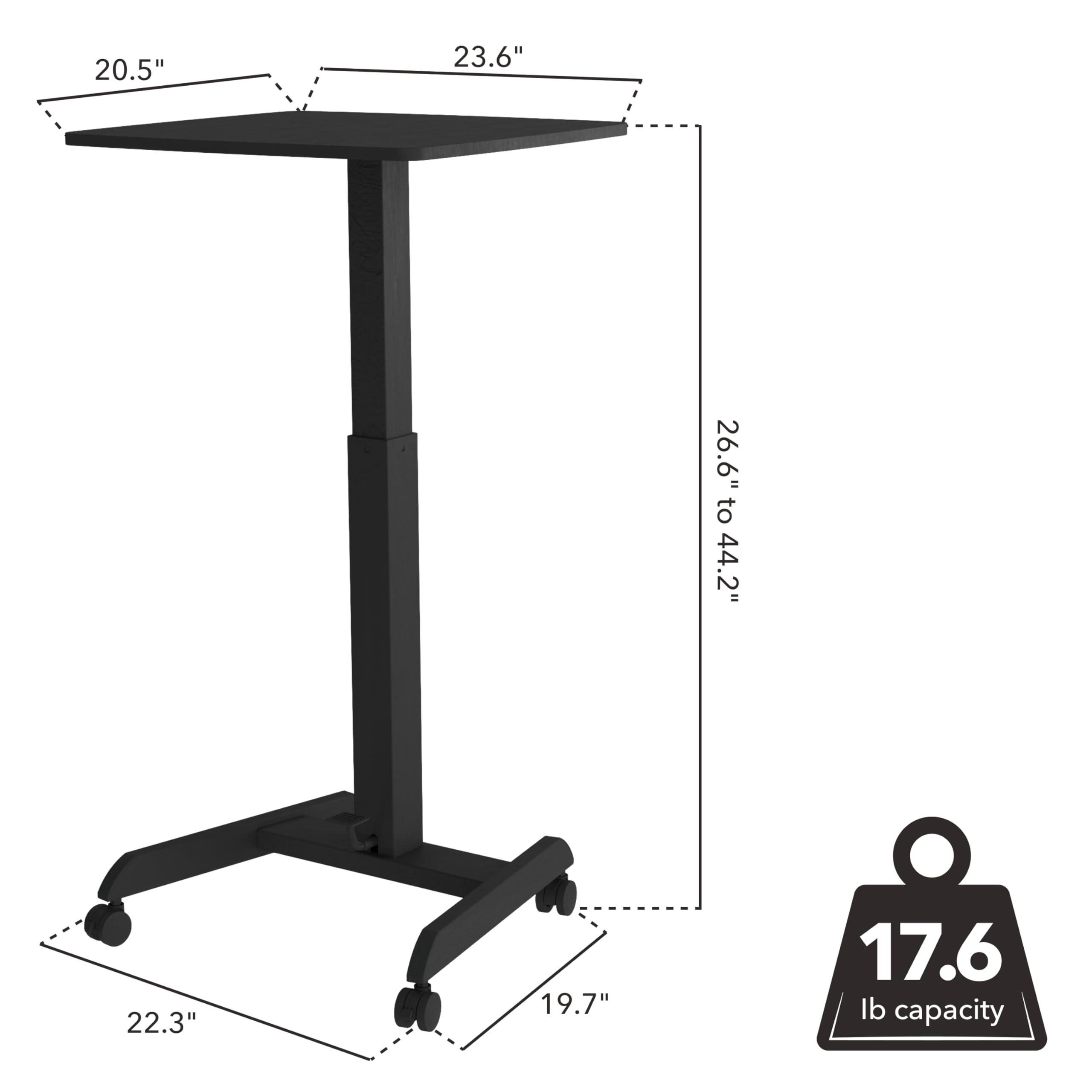 Mount-It Rolling Laptop Desk Adjustable Height 29 6 -44 2 Mobile Workstation Cart with 23 6 x 20 — view 2