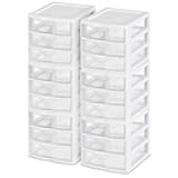 Clearview Plastic Multipurpose Small 3 Drawer Desktop Storage Organization Unit for Home, Classrooms, or Office Spaces, White, 6 Pack
