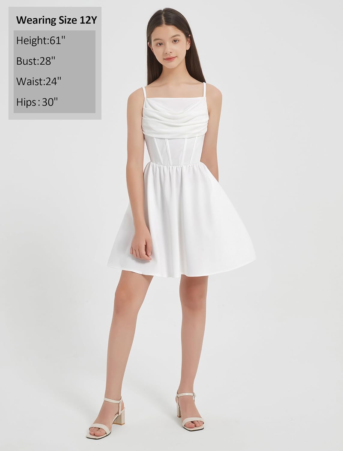 EXARUS Girls Formal Dress Tween Teen Spaghetti Strap/Strapless/Long Sleeve Party Dance Graduation Short Fishbone Dresses