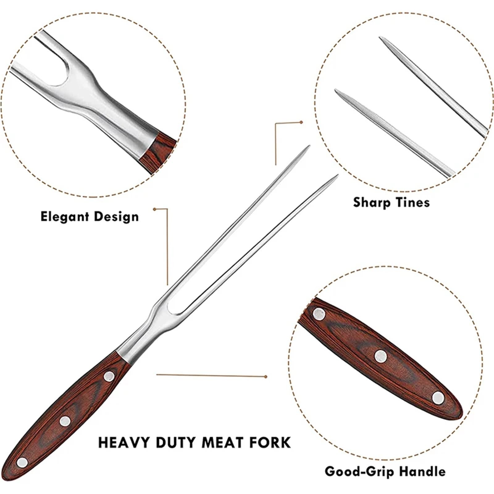 Fourchette à viande inox, 12/14 pouces pour cuisson BBQ