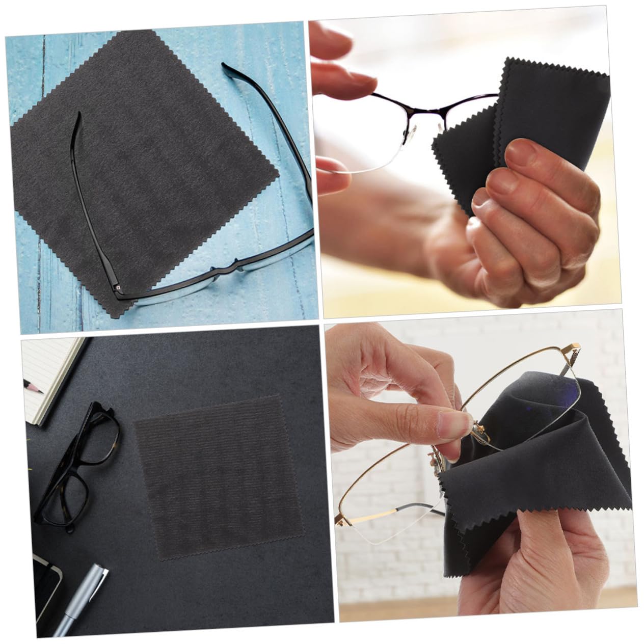 CALLARON 4 Set Salviette Per Occhiali Schermo Panno Di Pelucchi Panni Per La Pulizia Degli Occhiali Individualmente Pulizia Panni in Microfibra Schermi Black Fibra Superfine 50 Pezzi*4