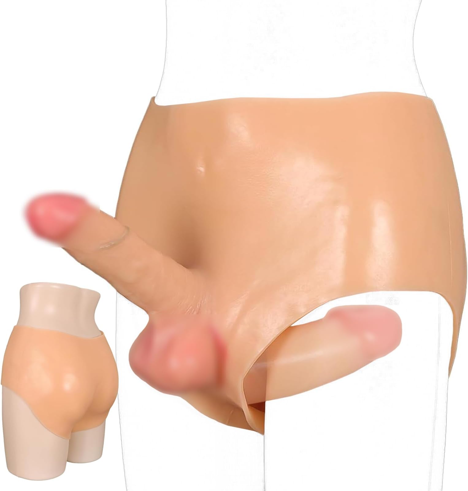 MFMYEE Strap On Double Dildos, Wearable Dildo Panties, Solid Realistic Strapless Cock Plug, SM Aldult Erotic Silicone Dildo Masturbation Sex Toys
