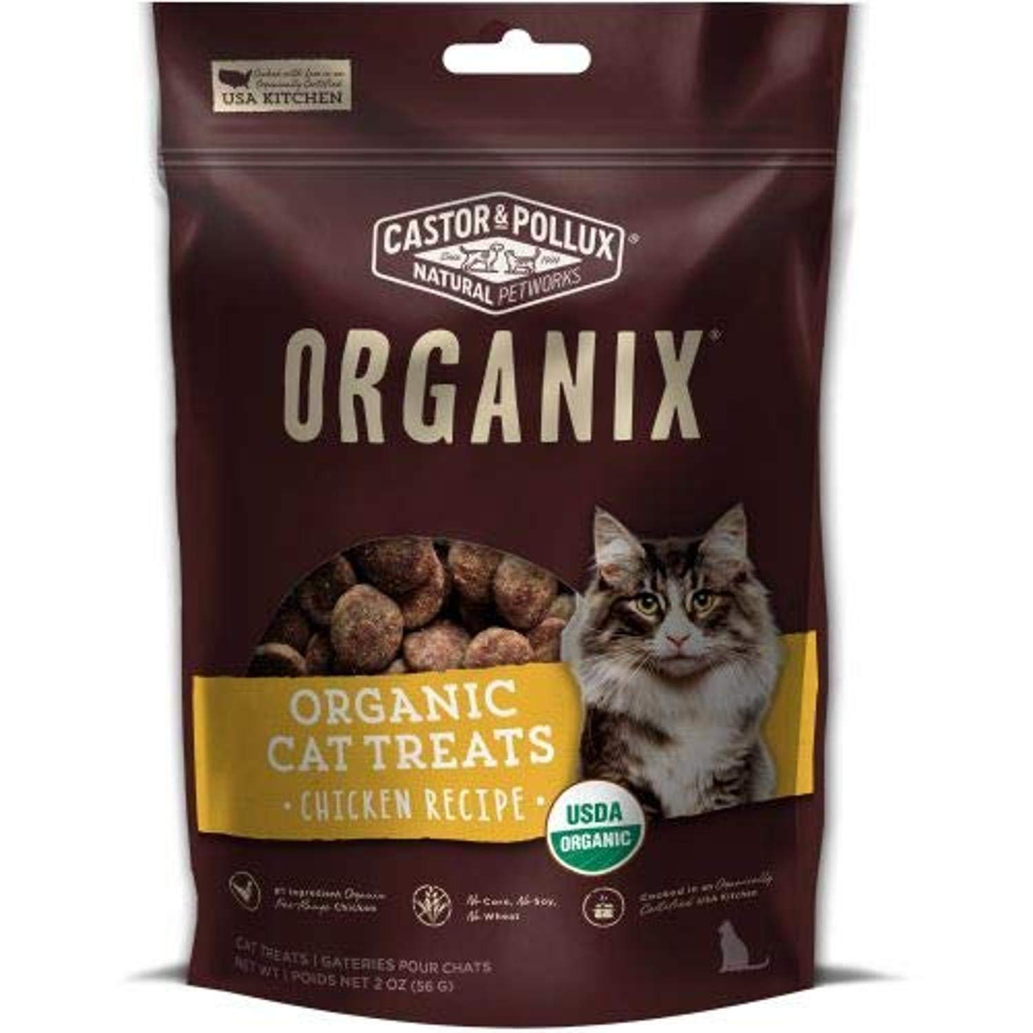 Castor & Pollux Organix Chicken Flavored Cat Treats, 2 Ounce Packages (Pack Of 12)