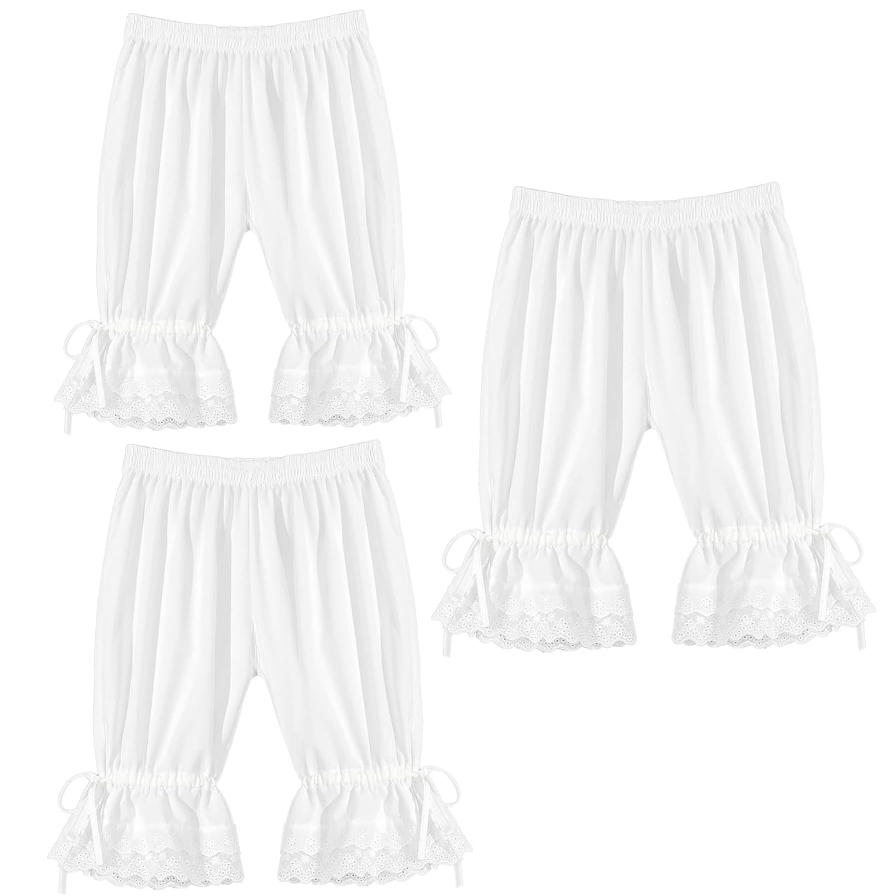 1pc Bloomers Blancos, Flores de Volante con cordón, Flores de Cintura elástica, Flores de Pantalones Cortos para Mujeres durmiendo, l