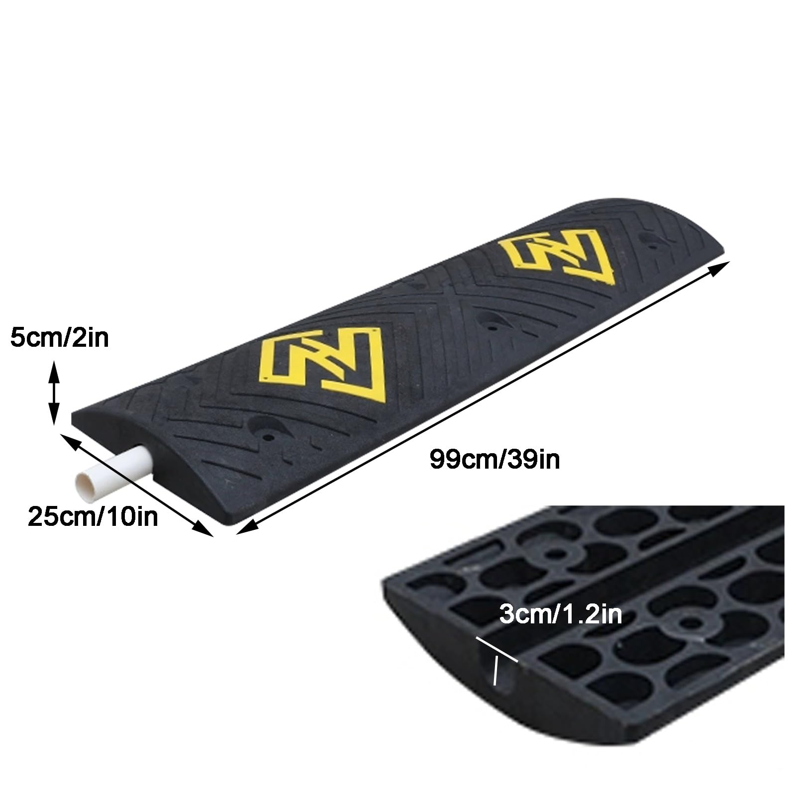 Pasacables Suelo de Cables Duradera, Rampa Protectora de Cables, Capacidad de Carga de 30 Toneladas, Superficie Antideslizante, para Áreas de Alto Tráfico Peatonal