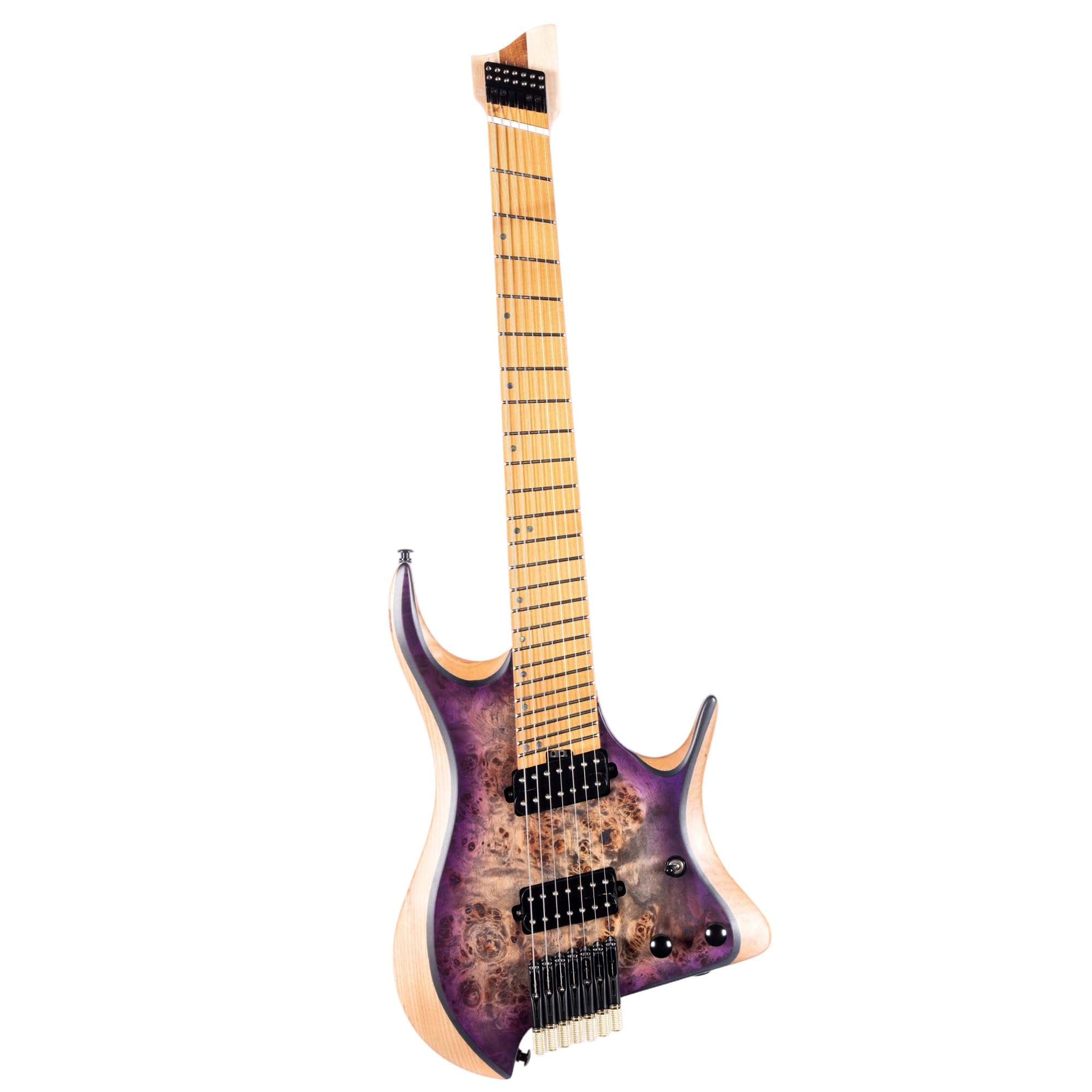 Gitara Elektryczna 7 Strunowa Bezgłowa Gitara Elektryczna Jazzowa Z Mahoniowym Korpusem Humbucker Pickup Trwała(Purple)