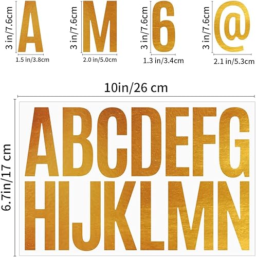 Miniatura 6 de Zayookey 18 hojas de calcomanías autoadhesivas de 3 pulgadas con purpurina dorada, calcomanías de números del alfabeto, calcomanías de letras