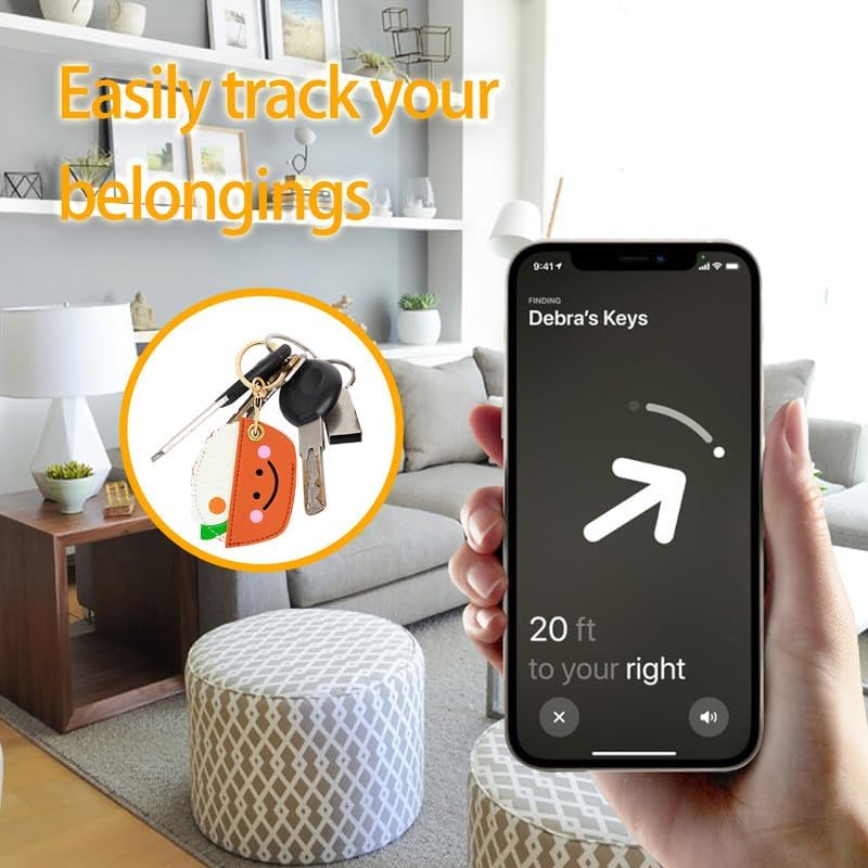 Leather Keychain Case Holder Compatible with Apple AirTag, GPS Airtag Keychain Finder Tracker with Key Ring, Anti-Scratch Protective Air Tag Cover | Leather, GPS, Airtag Keychain, Finder Tracker, with Key Ring, Anti-Scratch - Image 5