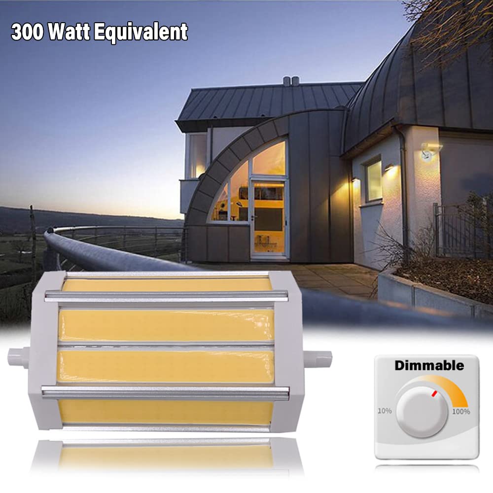 Ampoule LED R7S 118 Mm, Équivalent 300 W, Culot R7S 30 W, Ampoule COB À Double Culot J118, Intensité Variable 3 000 LM，Warm White 3000k