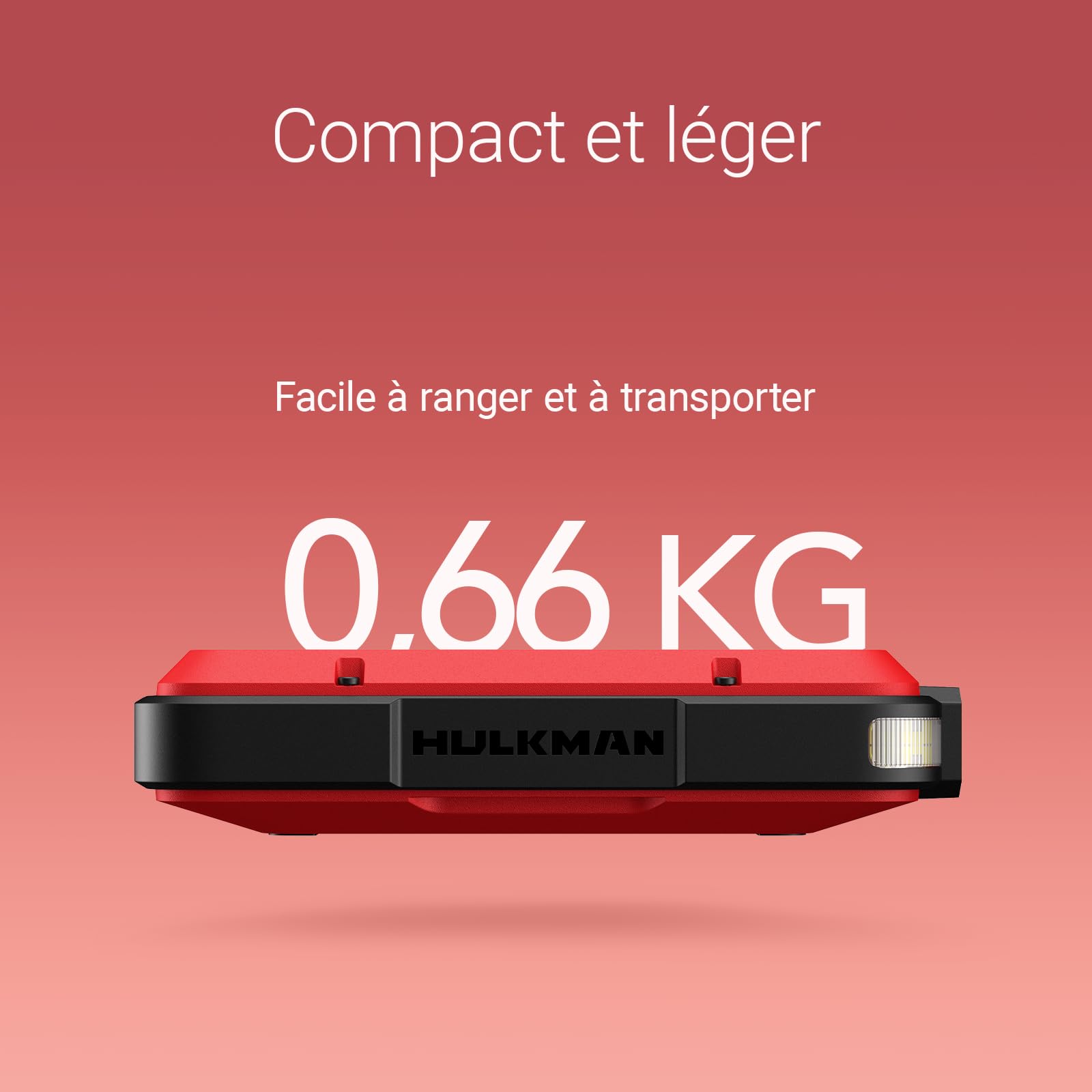 HULKMAN Alpha Ultra Red Démarreur 1000A 37Wh,Compact et Élégant,Boîtier de Démarrage 12V avec Câbles,Recharge Complète en 45 Min, Veille 24 Mois,IP65, Écran LED,pour Moteurs Essence 6.5L / Diesel 3.0L