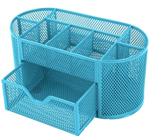 GPCT Office School Home/Teacher Supplies Mesh Desk Pen Organizer Blue