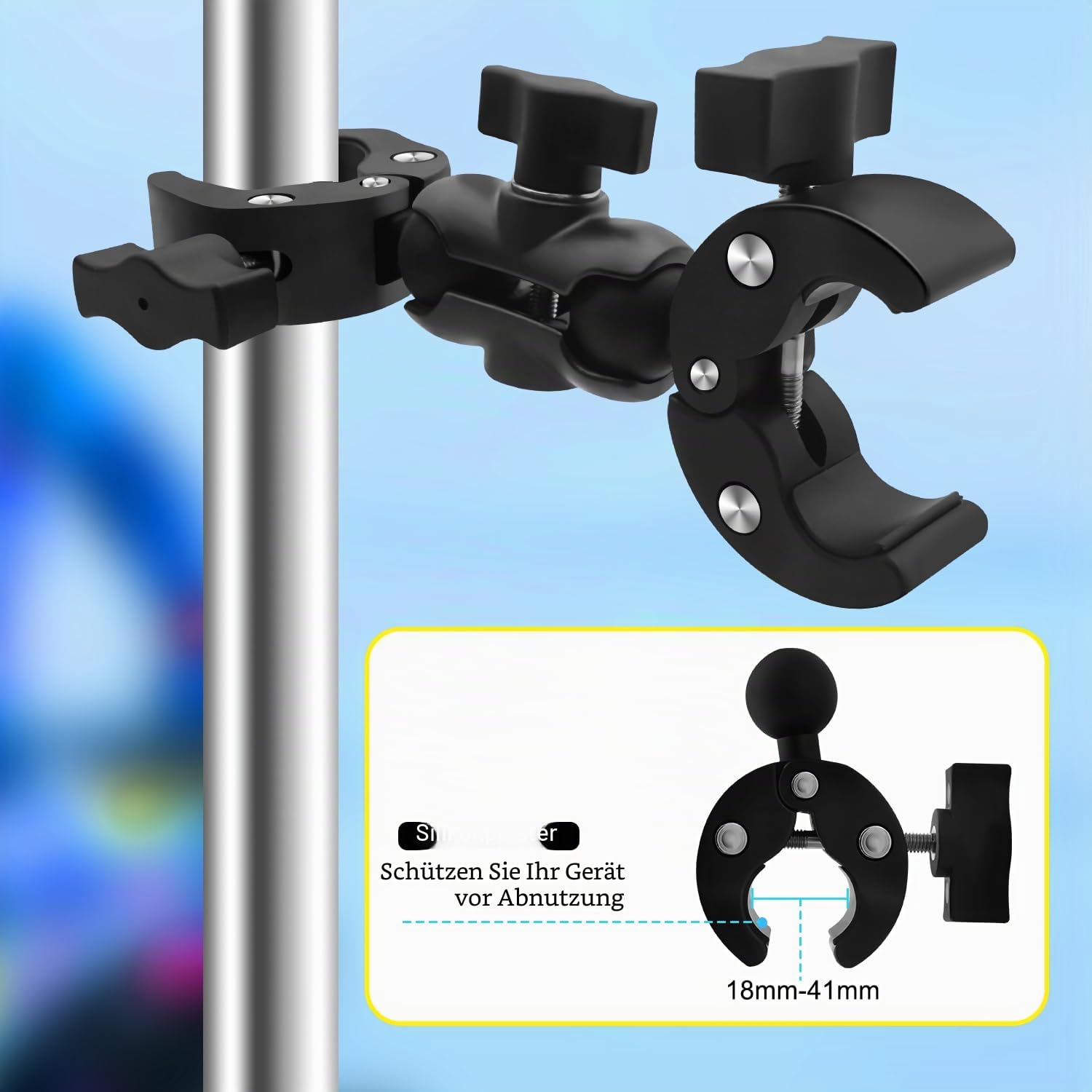 Motorrad Kamera Halterung 47" Selfie Stick Kompatibel mit Insta360 X5 | Unsichtbarer Verlängerungs Stab mit Doppel Klemme Kompatibel mit GoPro 13-3 Osmo 360 für Fahrrad, ATV und Motorrad