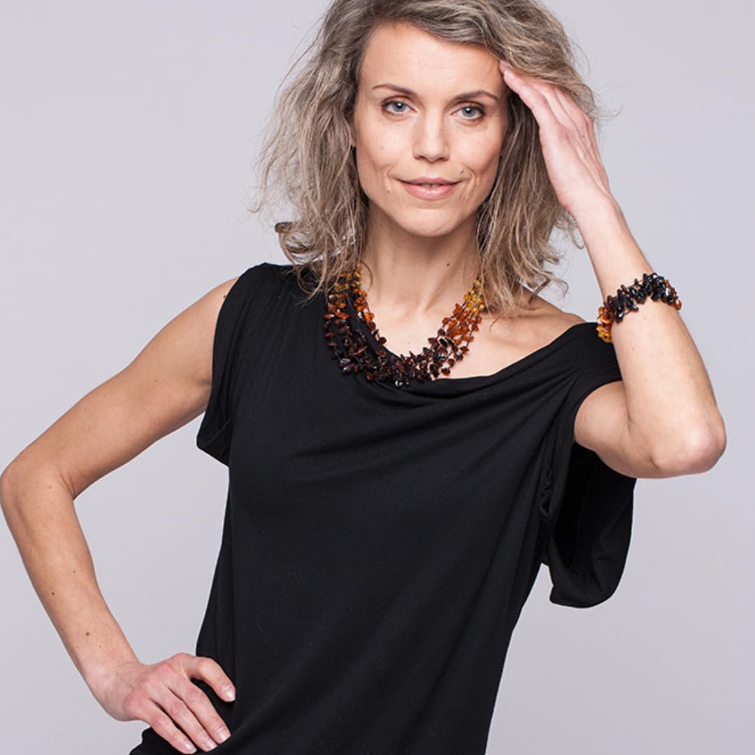Collana da donna in ambra baltica cruda – Collana con perle naturali fatte a mano, gioiello in vera pietra, regalo per donne e mamme – Baltic Secret