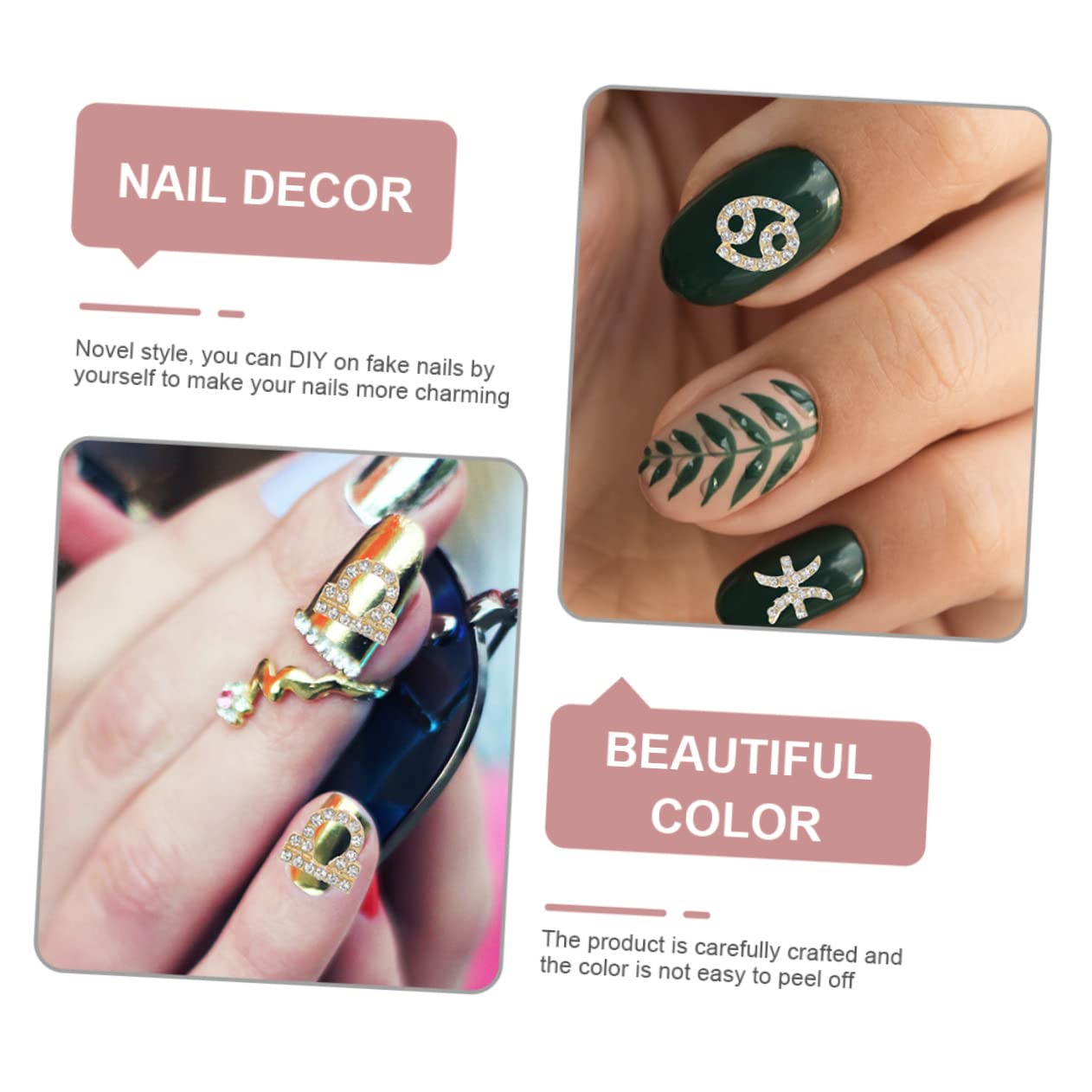 minkissy 4 Set di 12 Ciondoli per Nail Art con Strass Decorazioni per Unghie Ornamenti per Manicure per Donne Pezzi * 4