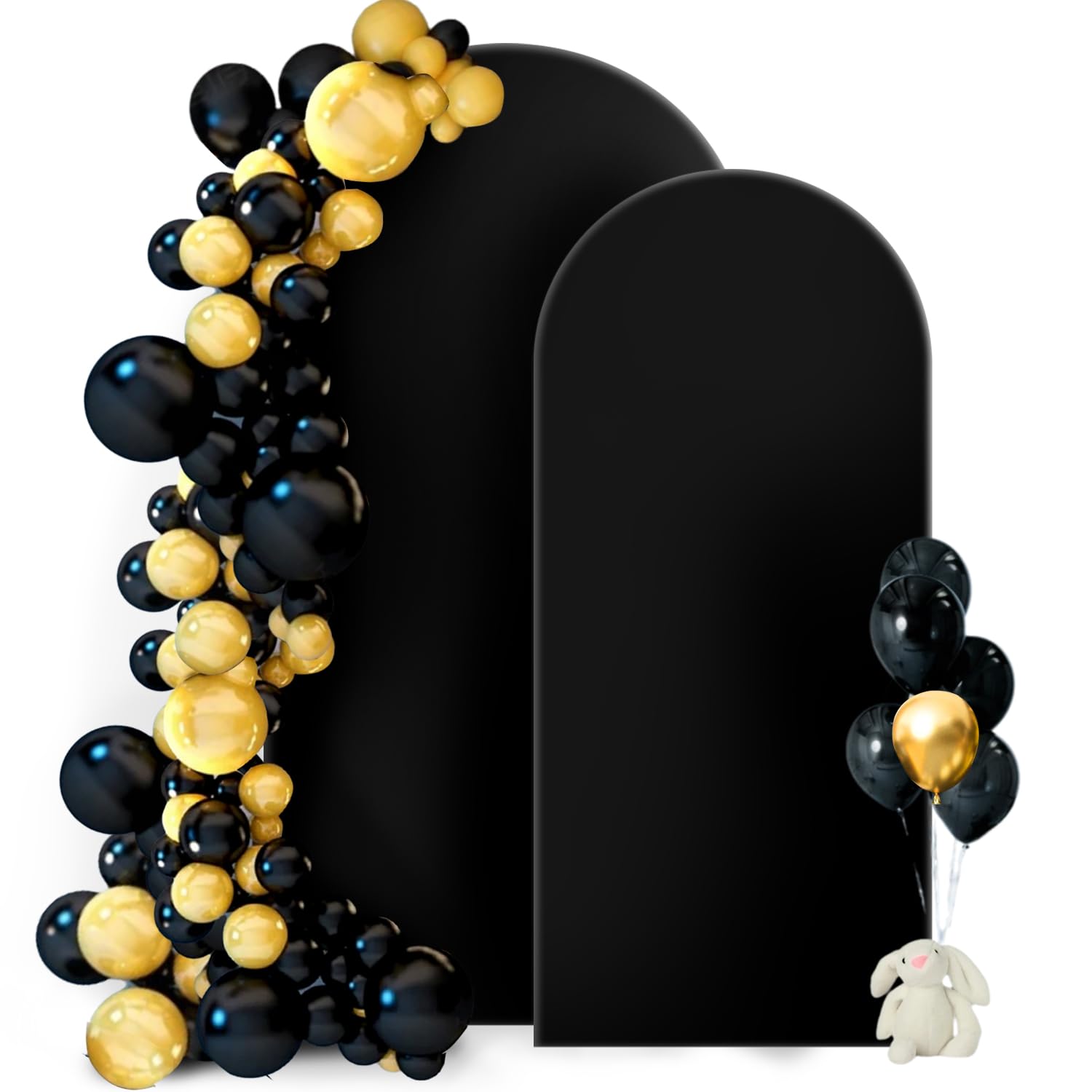 Hemmotop Wedding Arch Backdrop Cover, Set of 2 (7.2ft, 6ft), 2 Sided Stretchy Spandex Fitted Balloon Arch Stand Backdrop for Birthday Party, Baby