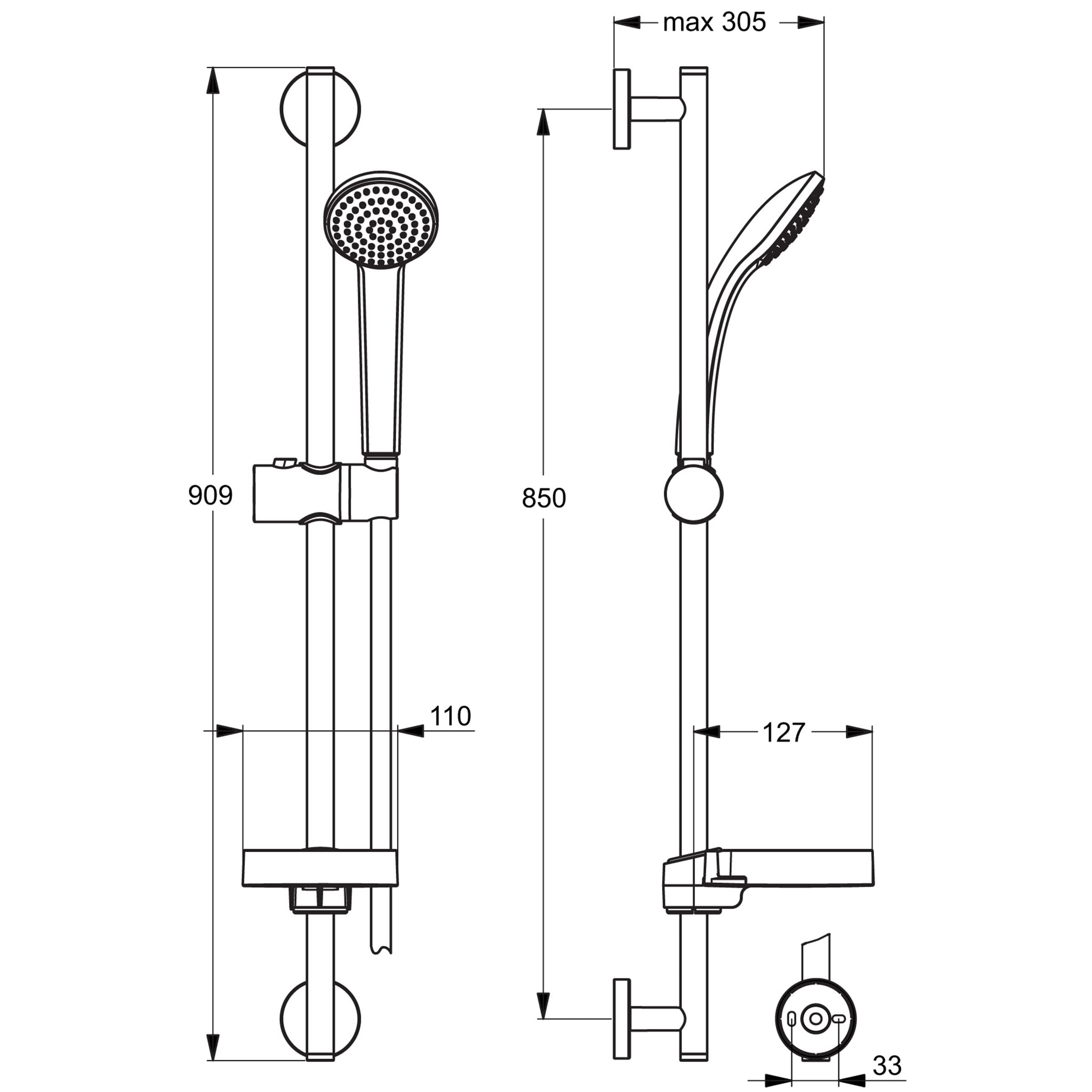 Ideal Standard - Kit Idealrain S1 80D, 1F, 90Cm, Jab (B9502AA)