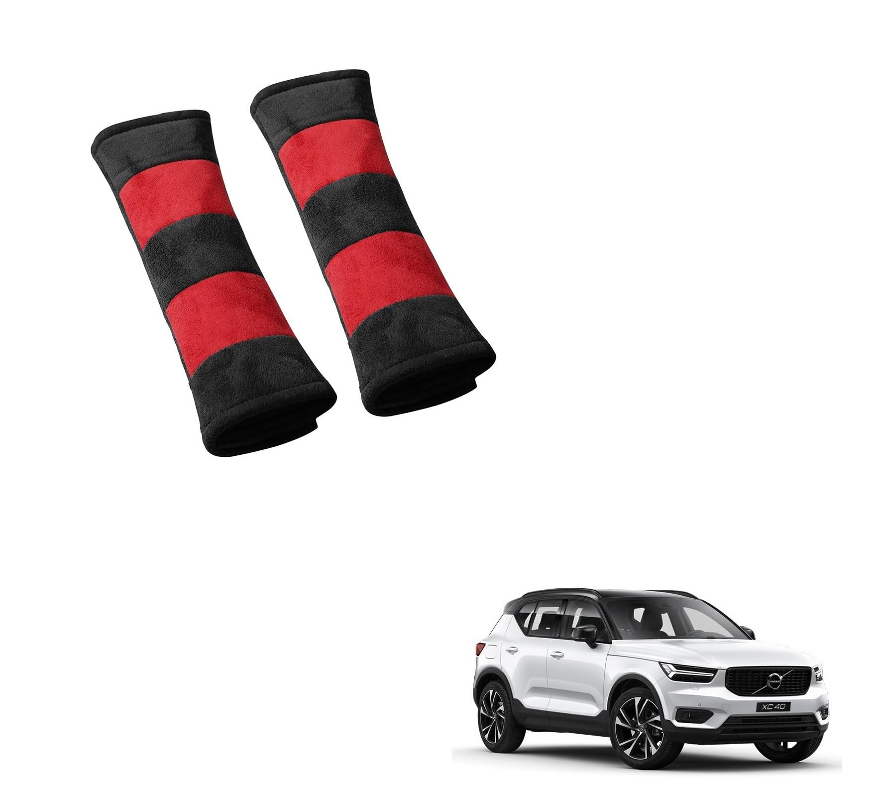 Kozdiko Car Seat Belt Cushion Pillow Red Black Set of 2 Pcs for Volvo XC40