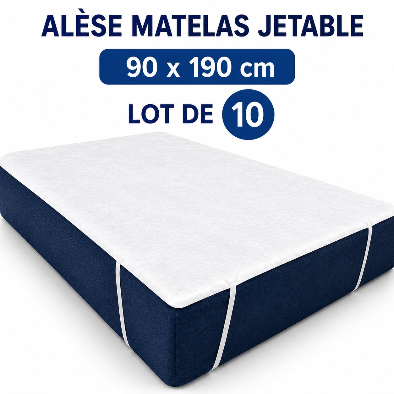 Alèse Matelas Jetable 90x190 cm | Lot de 10 | Protection Matelas Lit 1 Place | Usage Unique | Anti-Bactéries, Anti-Acariens & Anti-Allergies | Idéal Courts Séjours