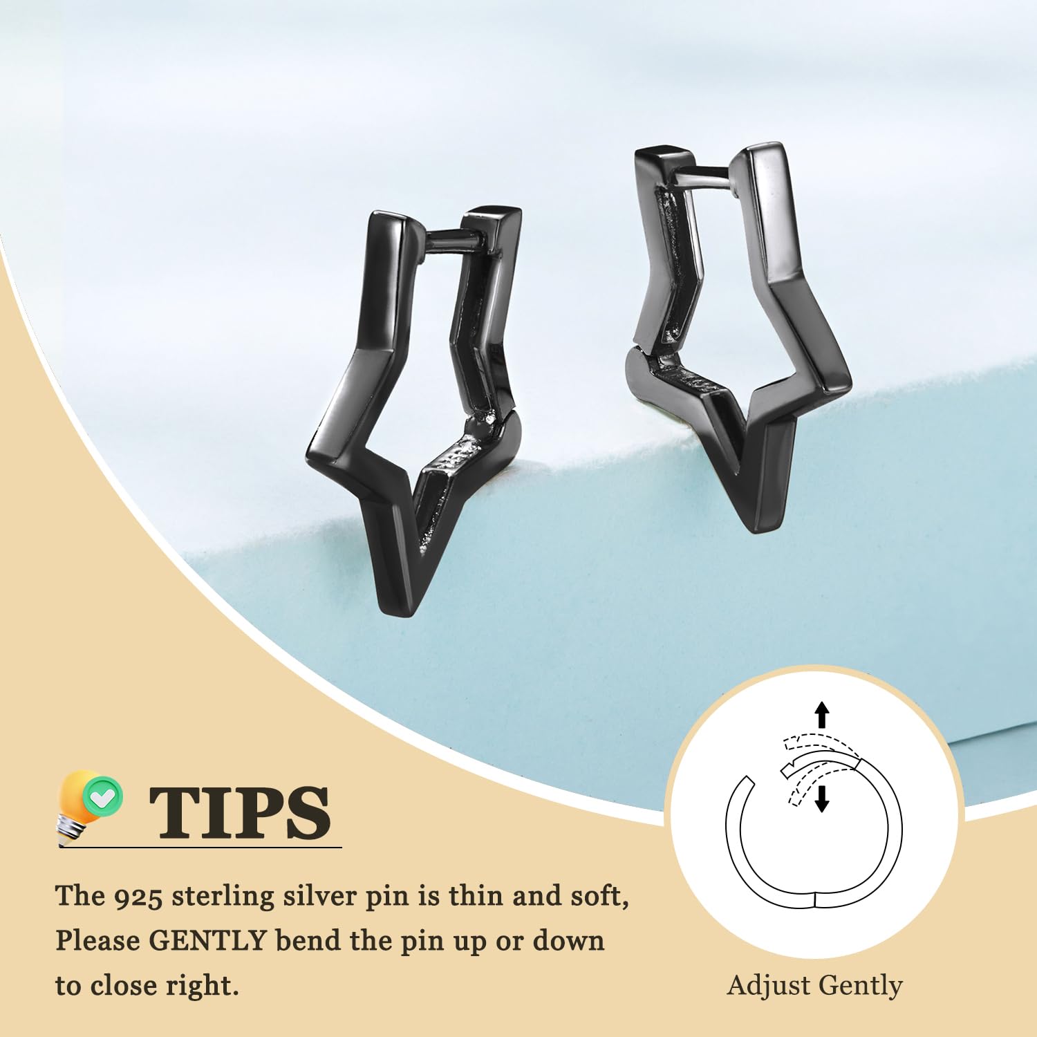 Aretes de estrella de plata de ley 925, bonitos aretes de aro para mujer, hipoalergénicos, pequeños para dormir, tragus, aretes de aro para cartílago, joyería de regalo, Plata de ley, Circonia 5