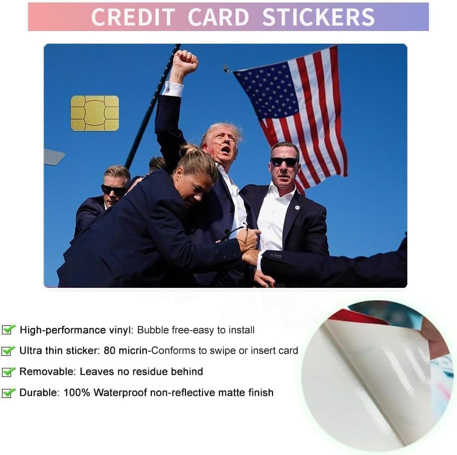 5PCS Donald Trump Rally Attack 2025 Credit Card Skin,Trump Debit Card Skin Cover3