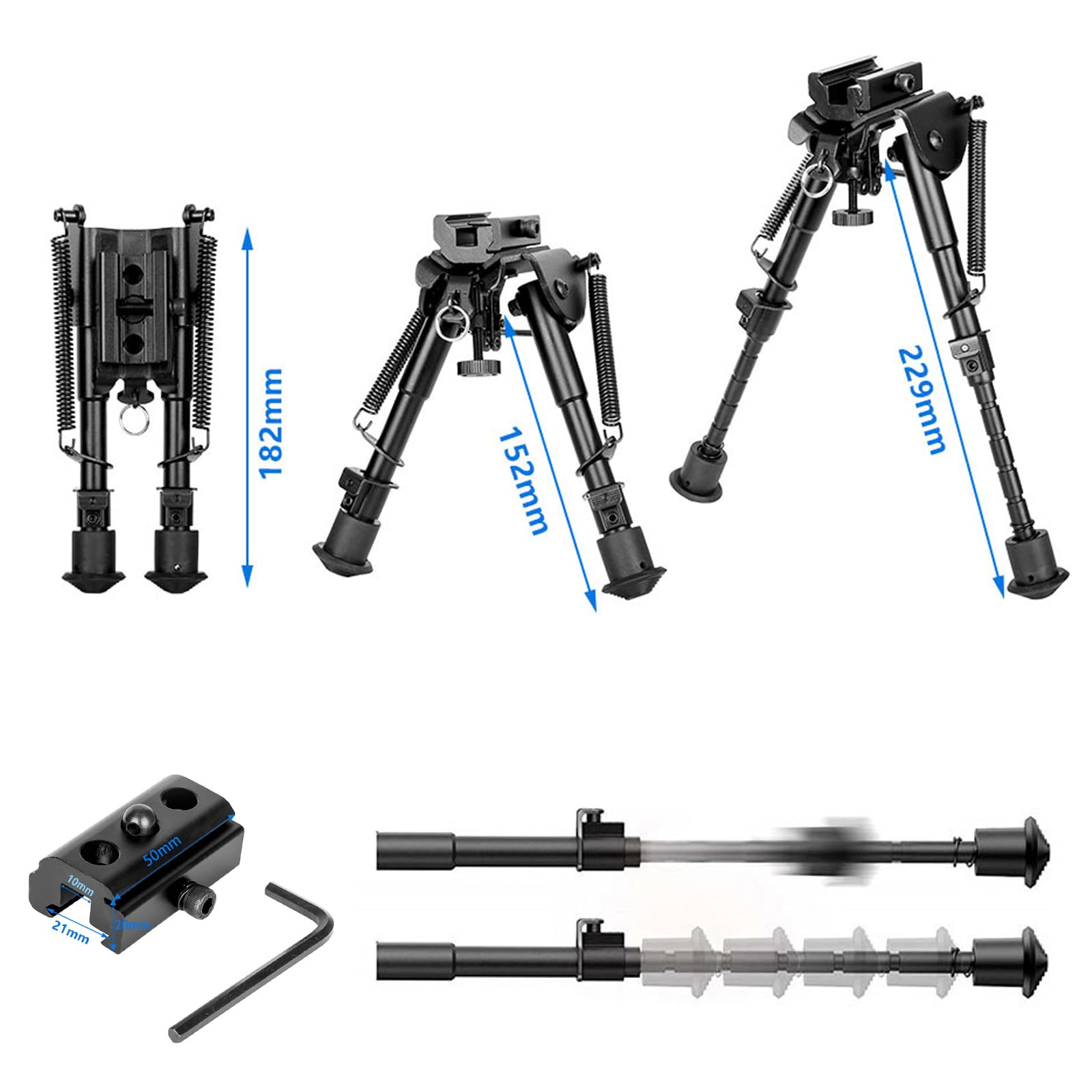 Bipiede Per Carabina,Panca Per Tiro Con Fucile Girevole A 360 Gradi Bipiede,Rifle Bipod Bipiede Utilizzato Per Il Supporto Del Fucile,Metallo Alluminio Rest Per Carabina