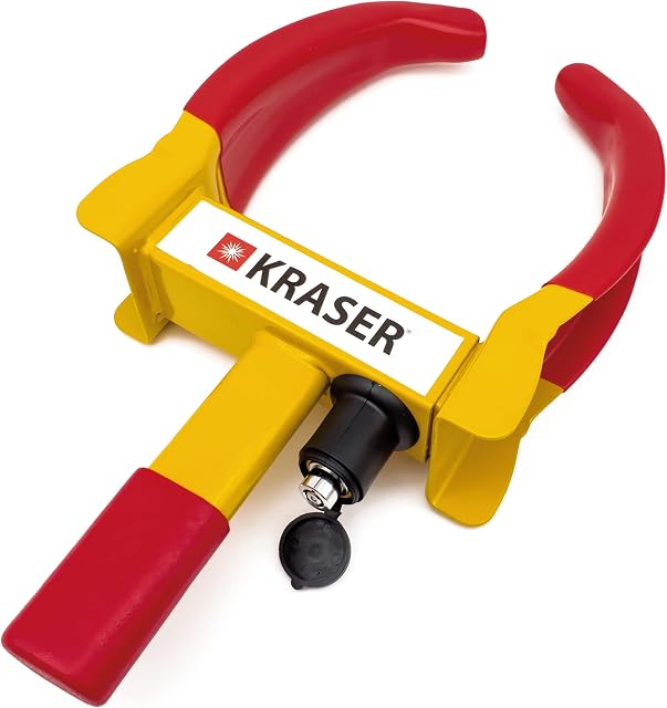 KRASER WA820 Heavy Duty Wheel Clamp Lock, Anti-Drill Ball camlock, Universal Anti-Theft for Trailer Car Van Motorhome Motorcycle Golf Cart, Tire Lock, Parking Boot, Tire Clamp, Trailer Wheel Lock
