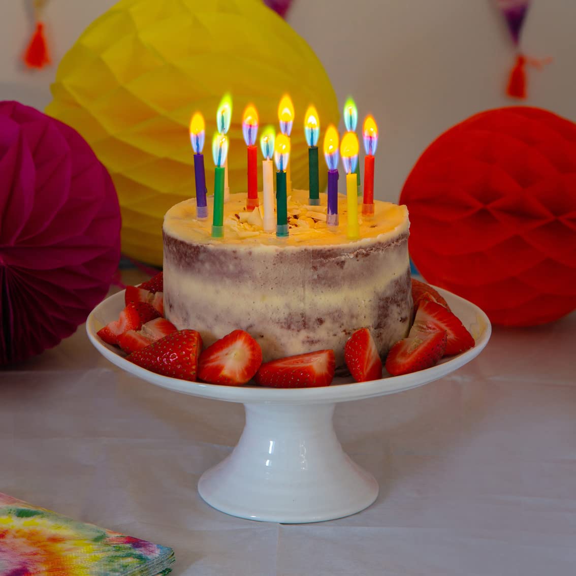 Talking Tables 12 Coloured Flame Birthday Candles for Cake Decorations, Magic Party, Angel Flames